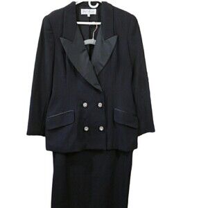 Yoly Munoz Black Rhinestone 80s Formal Skirt Suit